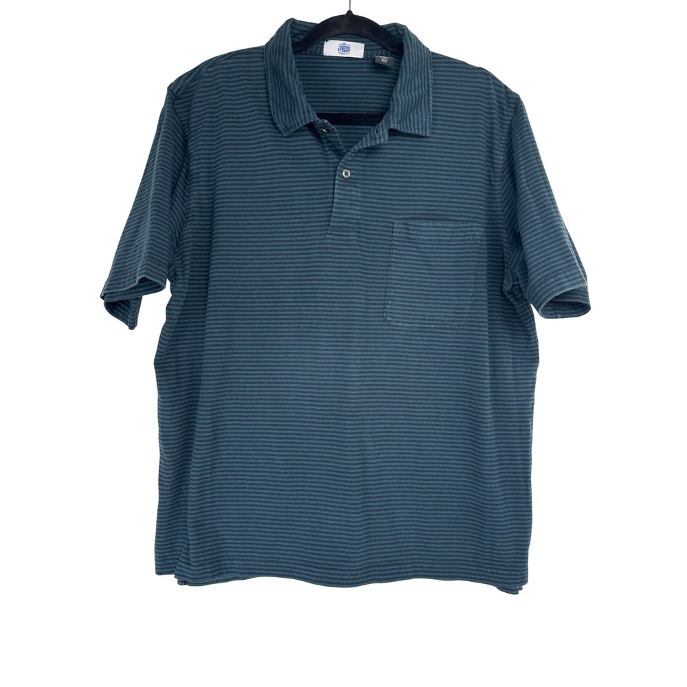 J. Press Mens XL Pima Cotton Micro Striped Polo Shirt Navy Green Heritage Preppy